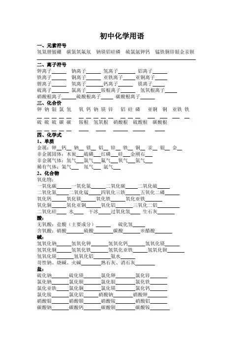 全册化学用语练习