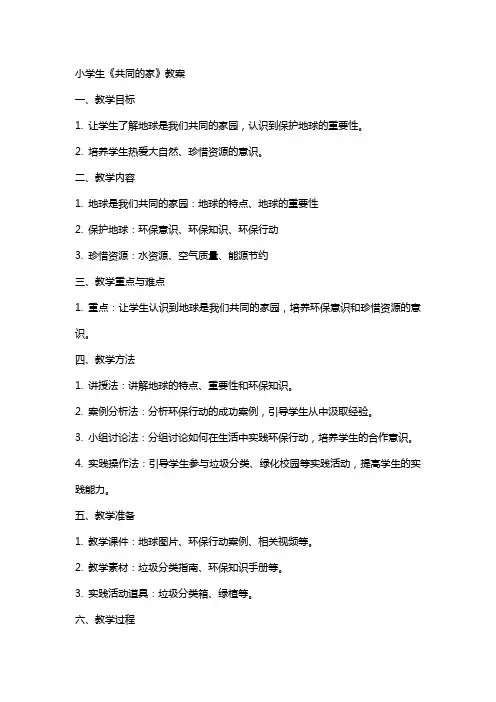 小学生《共同的家》教案
