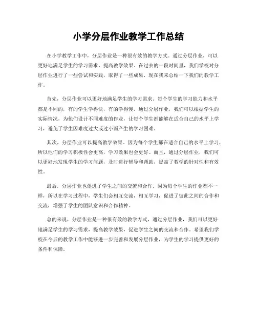 小学分层作业教学工作总结
