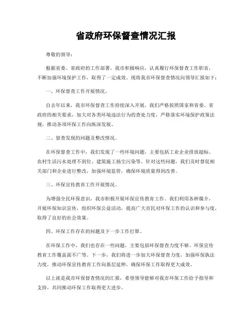省政府环保督查情况汇报