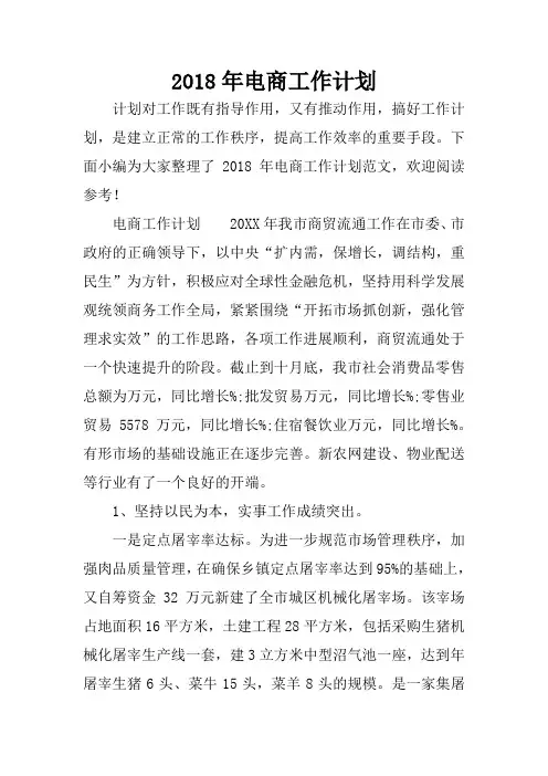 2018年电商工作计划