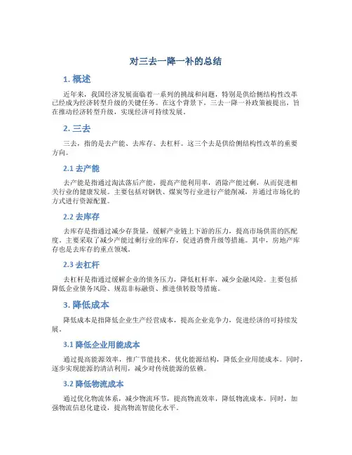 对三去一降一补的总结