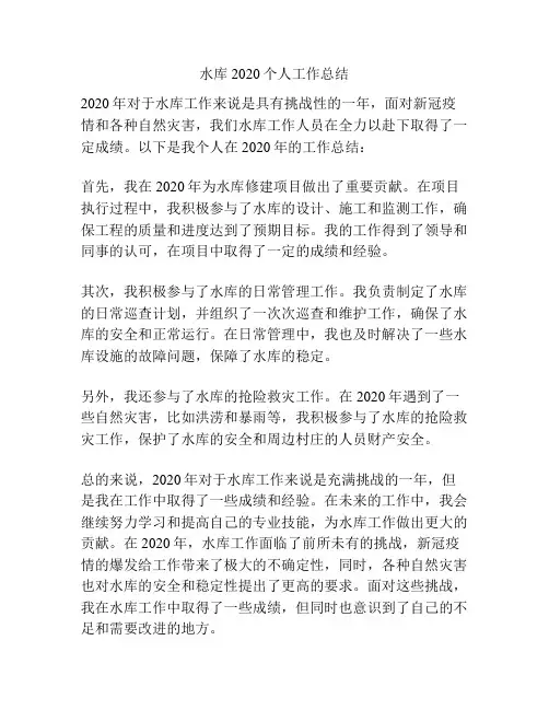水库2020个人工作总结