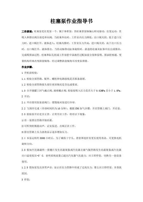 柱塞泵作业指导说明书
