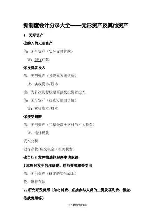 无形资产分录大全
