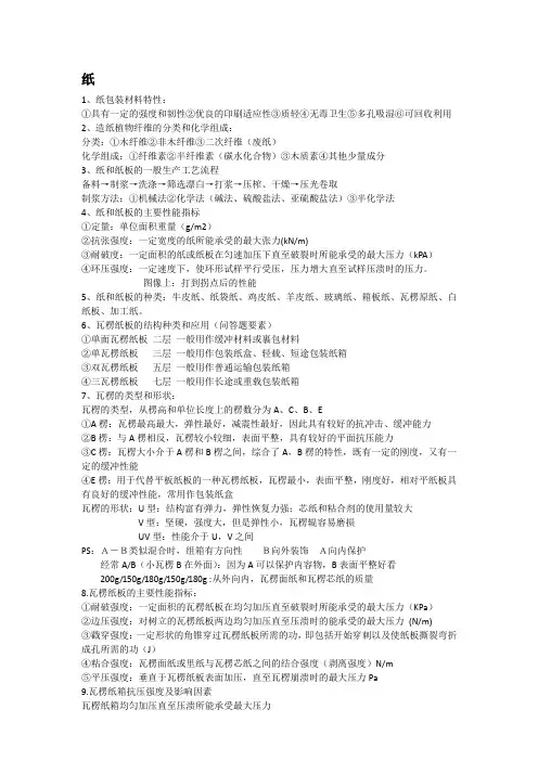 江南大学本科包装材料复习提纲