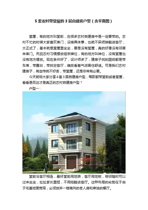 5套农村带堂屋的3层自建房户型（含平面图）