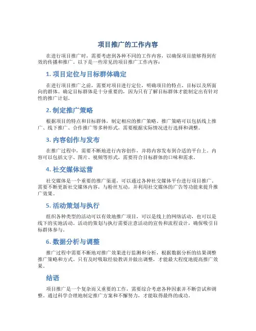 项目推广的工作内容