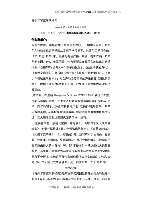 【指南】青少年管弦乐队指南