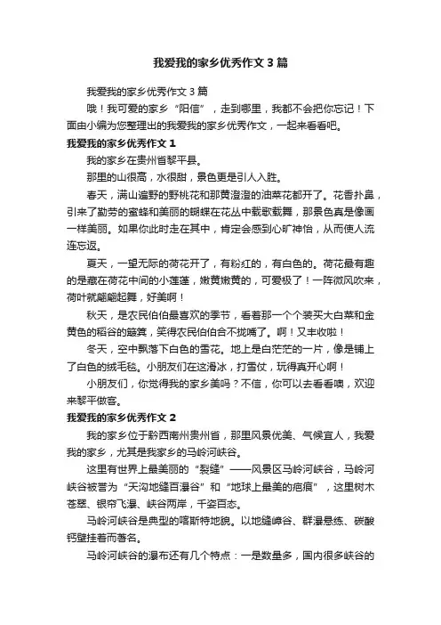 我爱我的家乡优秀作文3篇