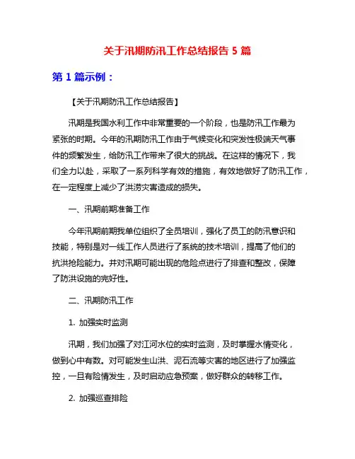 关于汛期防汛工作总结报告5篇