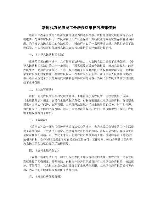 新时代农民农民工合法权益维护的法律依据