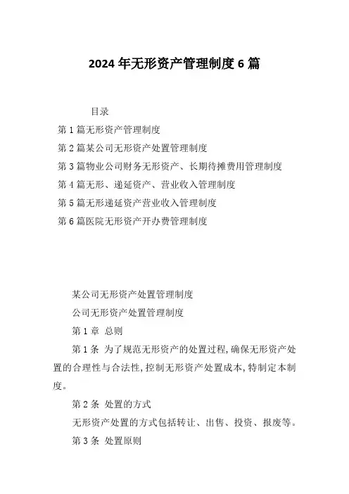 2024年无形资产管理制度6篇