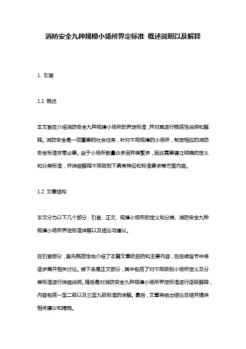 消防安全九种规模小场所界定标准_概述说明以及解释