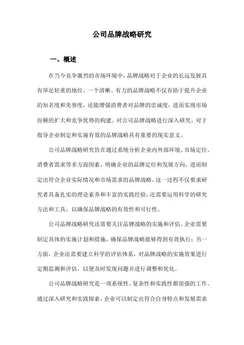 公司品牌战略研究