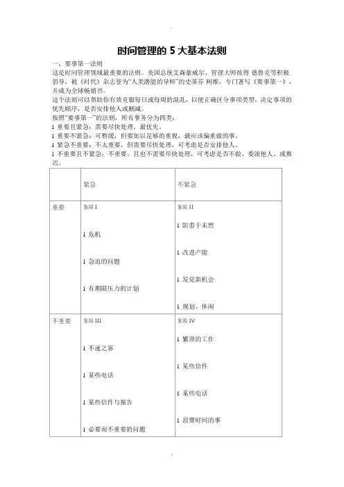 时间管理的5大基本法则