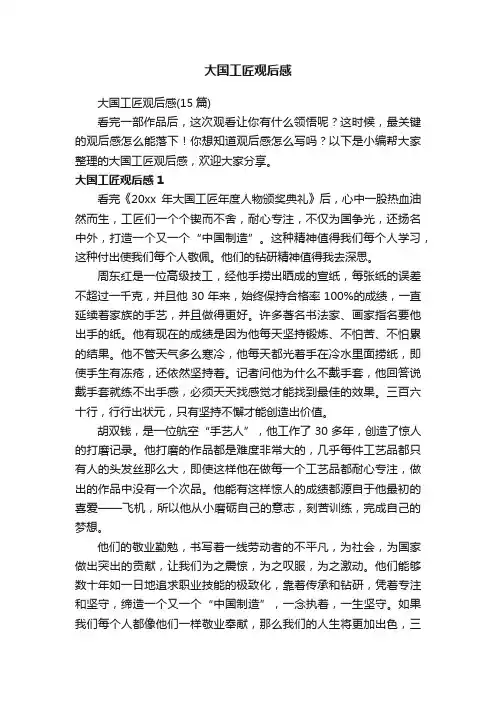 大国工匠观后感（15篇）