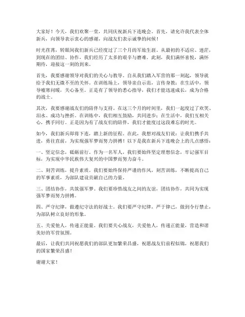 新兵下连晚会发言稿范文