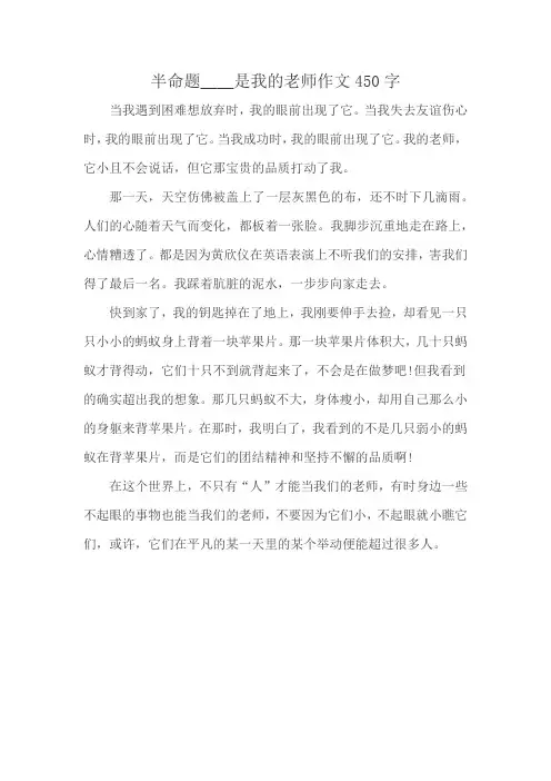 半命题____是我的老师作文450字