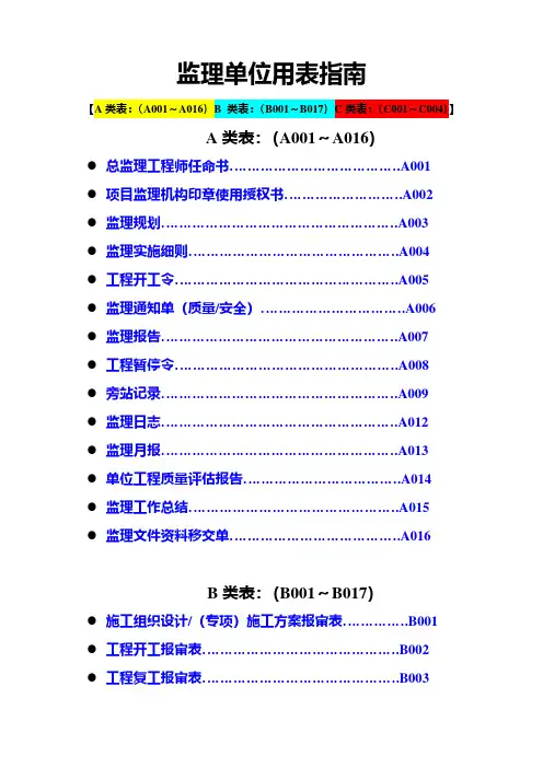 建设工程监理单位全套用表四川建龙软件表格