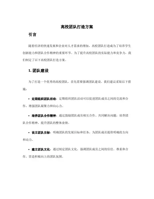 高校团队打造方案