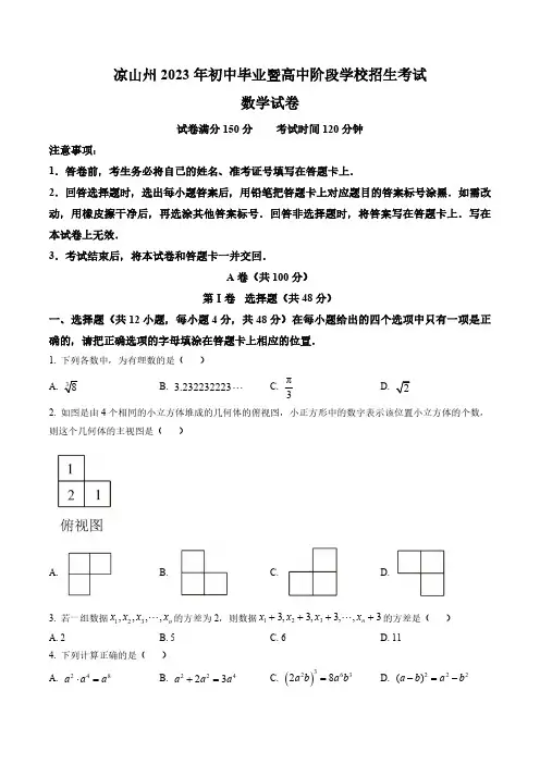 2023年四川省凉山州数学中考真题卷(含答案与解析)
