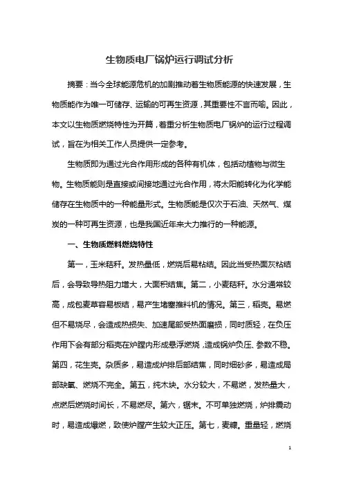 生物质电厂锅炉运行调试分析