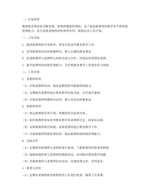 老带新指导教师工作计划