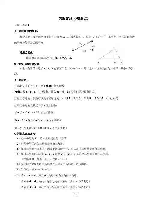勾股定理(知识点+题型分类练习)(word文档物超所值)