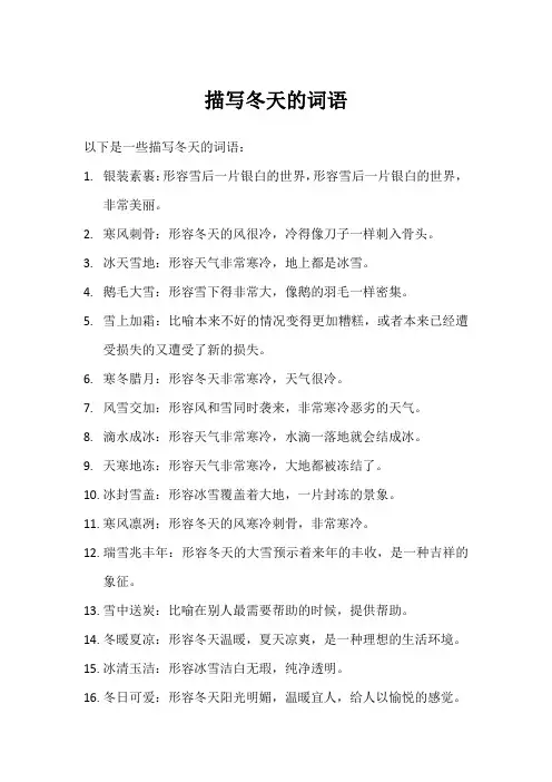 描写冬天的词语100个