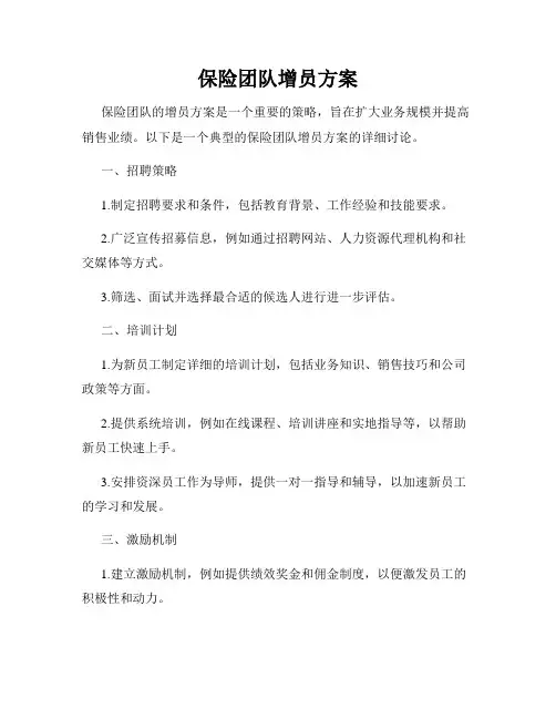 保险团队增员方案