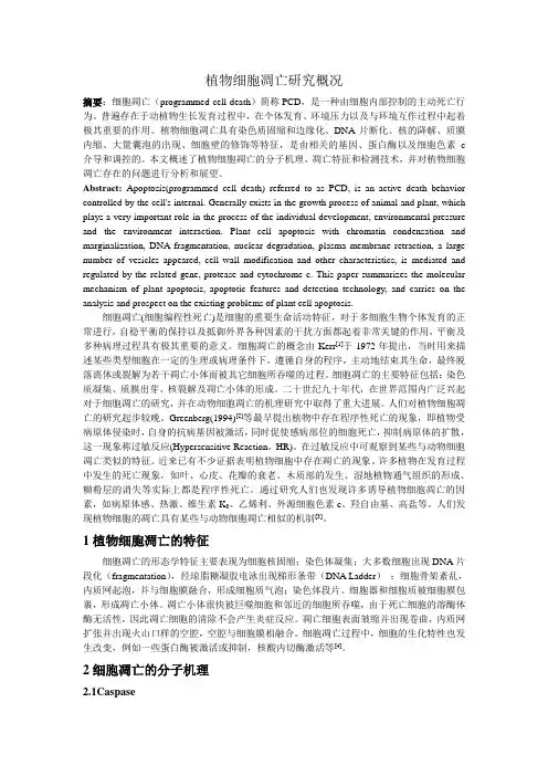 植物细胞凋亡研究概况