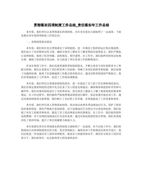 贯彻落实四项制度工作总结_责任落实年工作总结