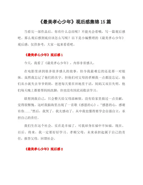 《最美孝心少年》观后感集锦15篇
