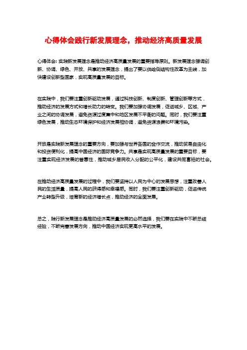 心得体会践行新发展理念,推动经济高质量发展