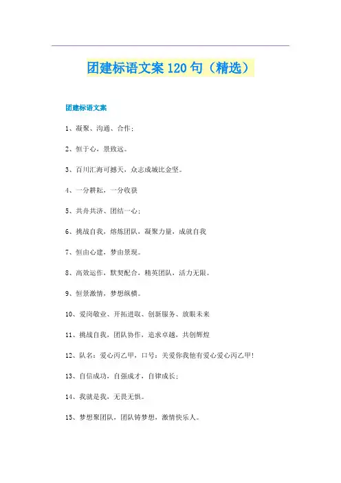 团建标语文案120句（精选）