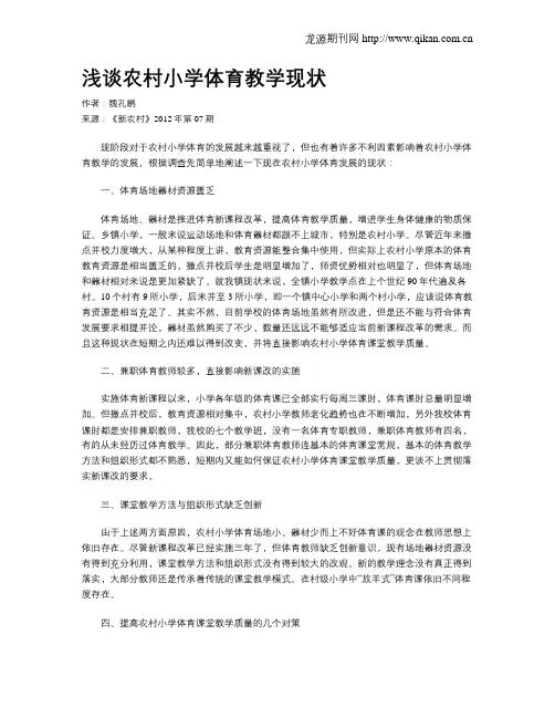 浅谈农村小学体育教学现状