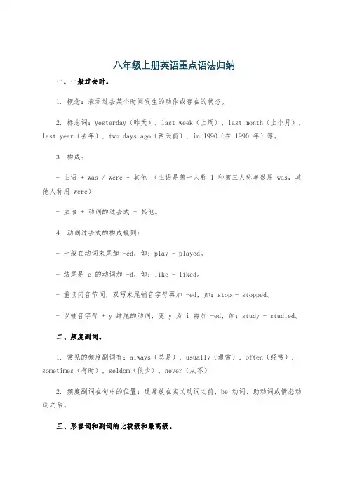八年级上册英语重点语法归纳