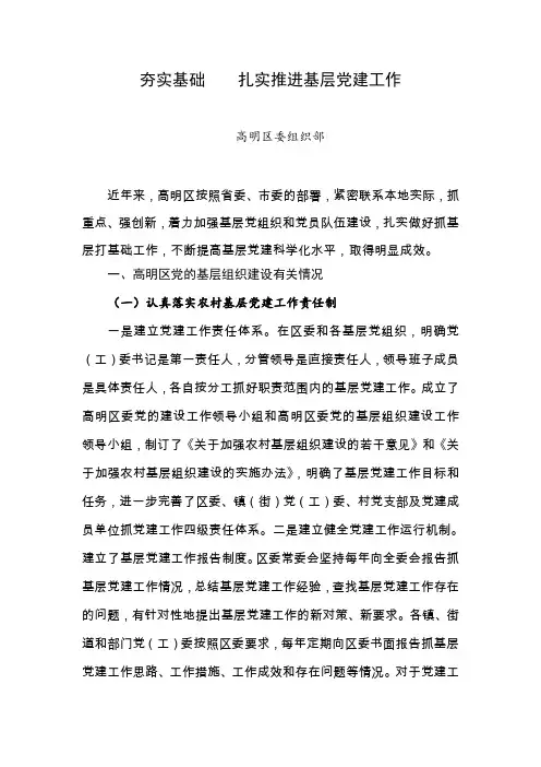 夯实基础 扎实推进基层党建工作(同名39495)