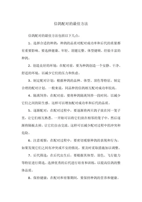 信鸽配对的最佳方法