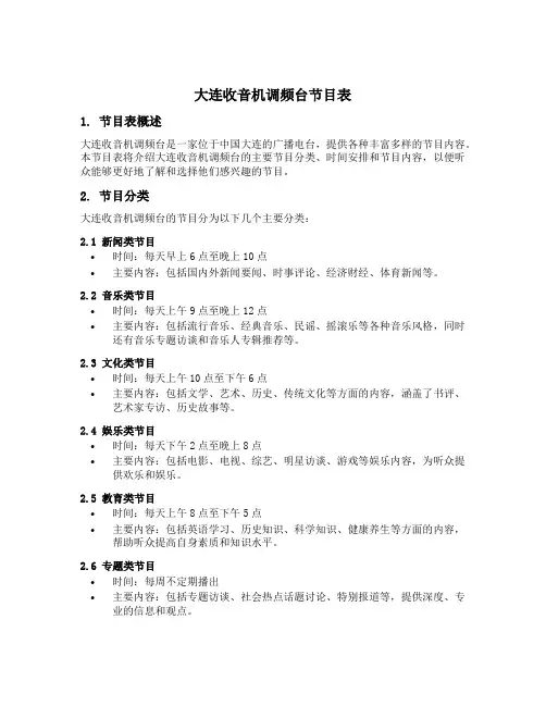 大连收音机调频台节目表