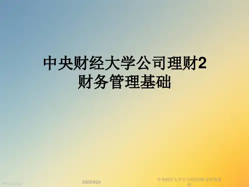 中央财经大学公司理财2财务管理基础