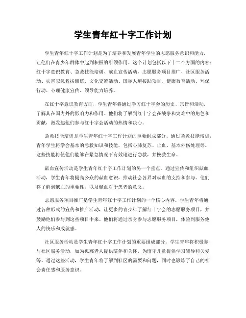 学生青年红十字工作计划