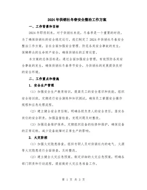 2024年供销社冬春安全整治工作方案