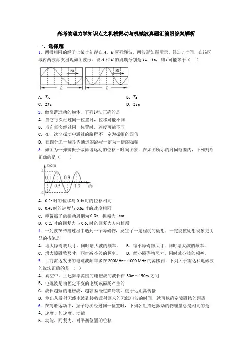 高考物理力学知识点之机械振动与机械波真题汇编附答案解析