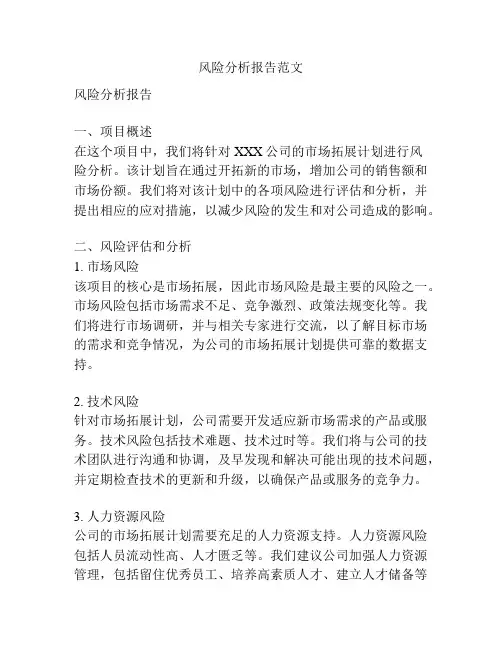 风险分析报告范文