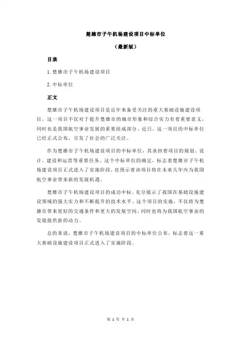 楚雄市子午机场建设项目中标单位