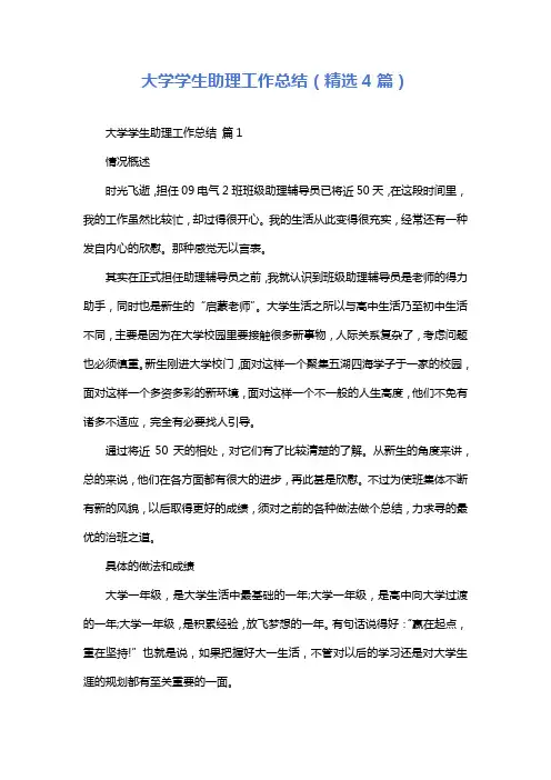 大学学生助理工作总结(精选4篇)