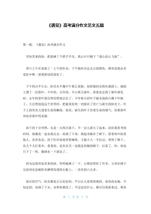 《遇见》高考满分作文范文五篇