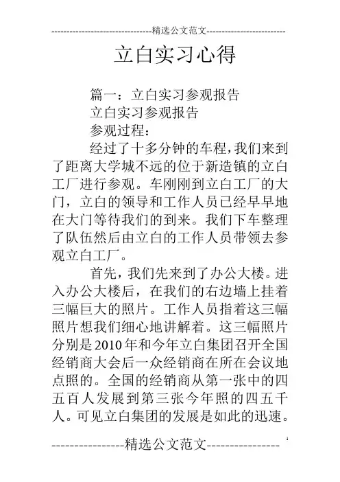 立白实习心得